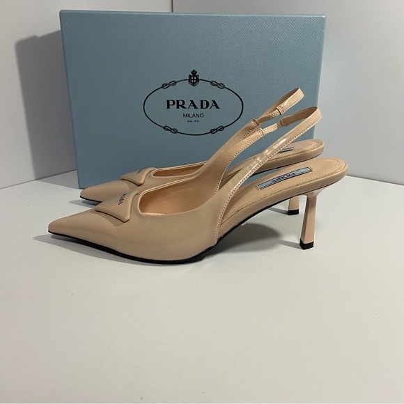 Prada Women's Beige Slingback Heels - Picture 3 of 8